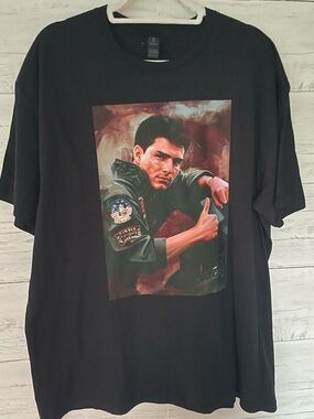 Tom Cruise Top Gun Black Graphic Men’s Tee / Rare